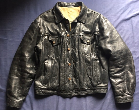 LEVIS Trucker leather jacket - Size L / Made in Ko