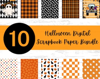 Digital Traditional Halloween Printable Paper Bundle | Orange & Black| Printable Halloween Paper | Halloween Wall Decor Art | Pumpkins Ghost