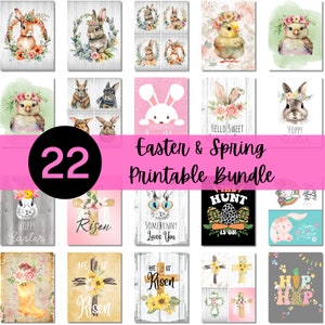 Digitales Osterpapier Set | Frühling und Ostern Wandkunst | Hase | Küken | Ostern Dekor und Bastelpapier | Frohe Ostern Drucke
