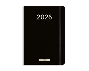 Sustainable A5 calendar Samaya 2026 made of grass paper Color: Black (DE/EN) Annual planner, weekly planner, appointment planner for business