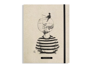 Sustainable A5 notebook/diary/journal/writing pad made of grass paper - Swiss Brochure - Fishing for ideas