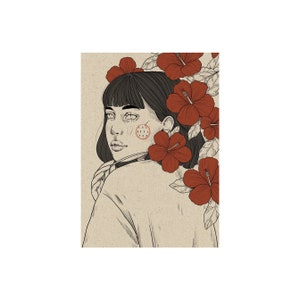 matabooks - Kunstvolle A6 Postkarte mit Blumenmotiv aus nachhaltigem Graspapier - Eyes