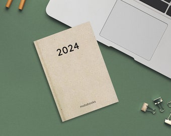 AGENDA HEBDOMADAIRE 2024 A5+ souple – couleur nature