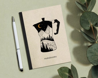 Sustainable A6 notebook/diary/journal/writing pad/notebook/writing pad made from grass paper - stiff cover Dahara (Coffee)