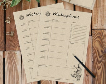 matabooks - A4 weekly planner/menu/organizer/family planner/menu planner made of grass paper with to-do: Otter - 54 sheets