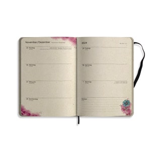 Nachhaltiger A5 Kalender/Terminkalender/Wochenplaner/Taschenkalender/Organizer/Jahresplanner Samaya 2024 Farbe: Poppy White DE/EN Bild 6