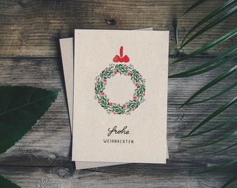 matabooks - A6 Grußkarte/Klapkarte aus nachhaltigem Graspapier als Weihnachtsgeschenk - Frohe Weihnachten