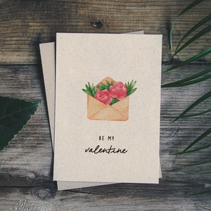 matabooks - A6 wenskaart/vouwkaart van duurzaam graspapier als Valentijnscadeau - Be my Valentine