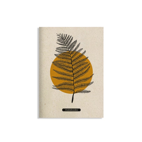 matabooks - A5 Handgemachtes Blanko-Notizbuch/Tagebuch/Skizzenbuch/Notizbuch aus Graspapier  - Maya Farbe: Orange