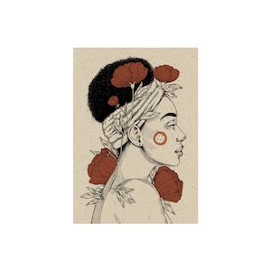 matabooks - Kunstvolle A6 Postkarte mit Blumenmotiv aus nachhaltigem Graspapier - Rose