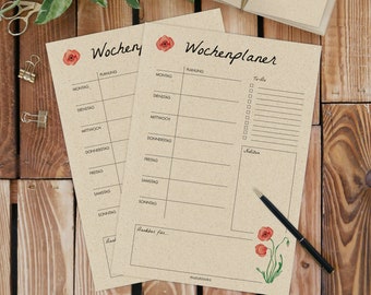 matabooks - A4 weekly planner/menu/organizer/family planner/menu planner made of grass paper with to-do: Harmony - 54 sheets