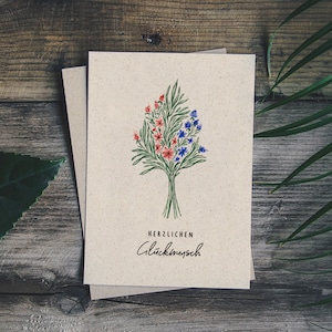 matabooks - Biglietto d'auguri/biglietto pieghevole in formato A6 realizzato con carta d'erba sostenibile per un'occasione speciale/compleanno/anniversario - Congratulazioni