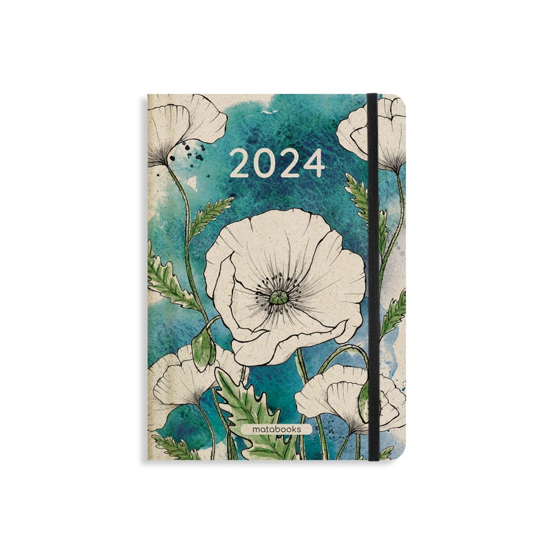 Nachhaltiger A5 Kalender/Terminkalender/Wochenplaner/Taschenkalender/Organizer/Jahresplanner Samaya 2024 Farbe: Poppy White DE/EN Bild 2