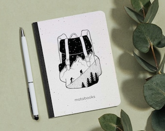Sustainable A6 notebook/diary/journal/writing pad made of grass paper - seed book (backpack)