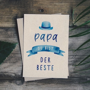 matabooks - A6 Grußkarte/Klapkarte aus nachhaltigem Graspapier als Vatertagsgeschenk  - Papa, du bist der Beste (Vatertag)