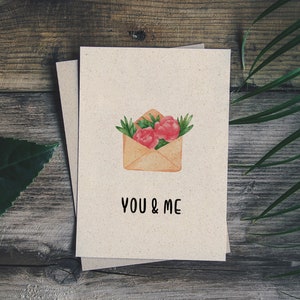 matabooks - A6 wenskaart/vouwkaart van duurzaam gras papier als Valentijnscadeau - You & Me