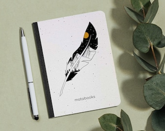 Sustainable A6 notebook/diary/journal/writing pad made of grass paper - seed book (Feather)
