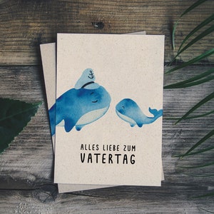 matabooks - Carte de vœux/carte pliante A6 en papier d'herbe durable comme cadeau de fête des pères - Bonne fête des pères (Papa Baleine)