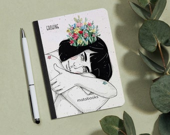 Sustainable A6 notebook/diary/journal/writing pad/notebook/writing pad made from grass paper - Seed book (Growing)