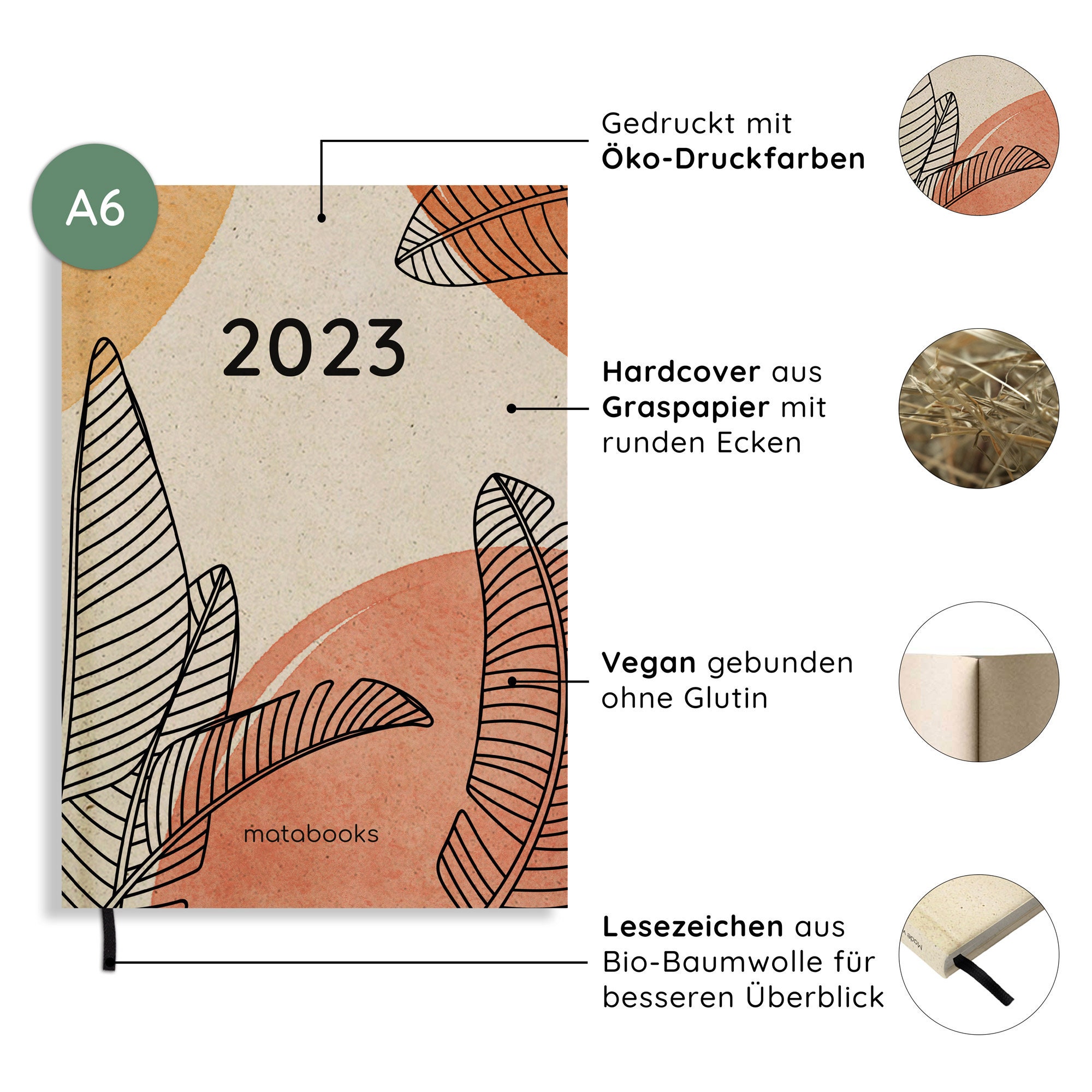 Nachhaltiger A6 Kalender 2023 aus Graspapier Samaya Focus - Etsy.de
