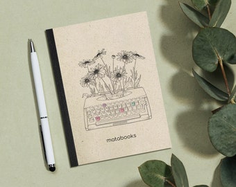 Sustainable A6 notebook made of grass paper – Dahara rigid brochure – “Typewriter”