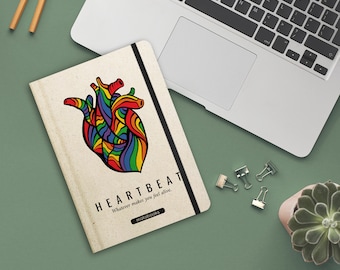 Libreta/diario/bloc de notas sostenible A5 de papel de hierba dulce - Colección Pride Nari - Latido (punteado)