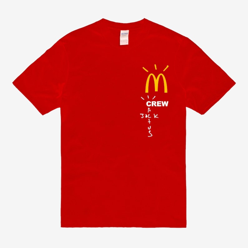T-Shirt 100/% Cotton Travis Scott Cactus Jack McDonald/'s Crew