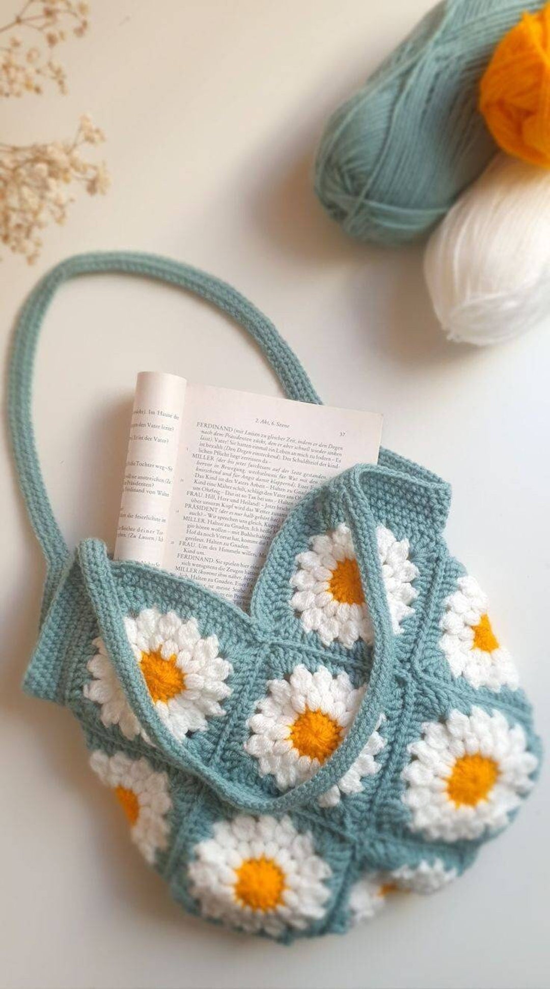 Sunny Handmade Flower Crochet Tote Bag - Etsy
