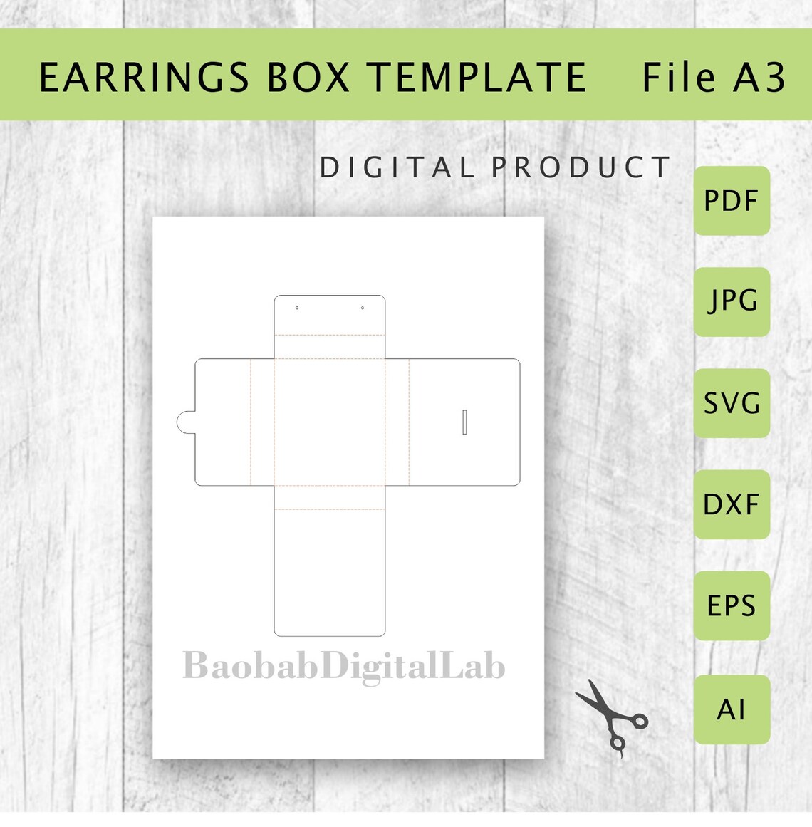 Earrings box template Cut files SVG Layout box for craft Etsy