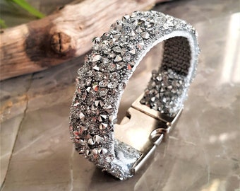 Silver Bling Cat Collar, Dog Collar, Rhinestone Pet Collar, Pet Wedding Collar, Custom Collars, Diamond Collar, Glam Collar, Pet Jewelry