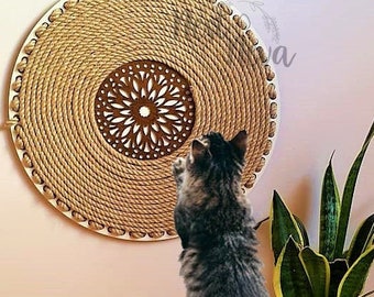 Wood Sisal Cat Wall Scratching Post, Cat Floor Scratcher, Cat Furniture, Cat Claw Care, Cat Toys, Cat gifts, Cat Supplies, Sisal Board,