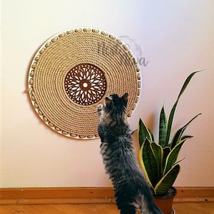 Wood Sisal Cat Wall Scratching Post, Cat Floor Scratcher, Cat Furniture, Cat Claw Care, Cat Toys, Cat gifts, Cat Supplies, Sisal Post