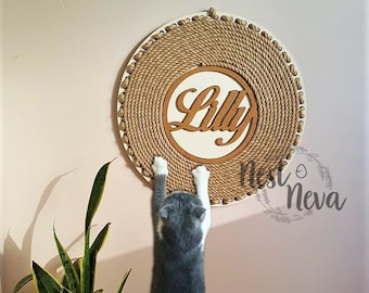 Poste de rascado de pared y piso para gatos de madera, rascador de gato personalizado, muebles para gatos, cuidado de garras de gato, juguete para gatos, regalo para gatos, almohadilla para rascar gatos, poste de sisal