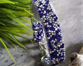 Blue Rhinestone Bling Cat Collar, Bling Dog Collar, Pet Collar, Pet Wedding Collar, Pet Gifts, Diamond Collar, Glam Collar, Pet Jewelry