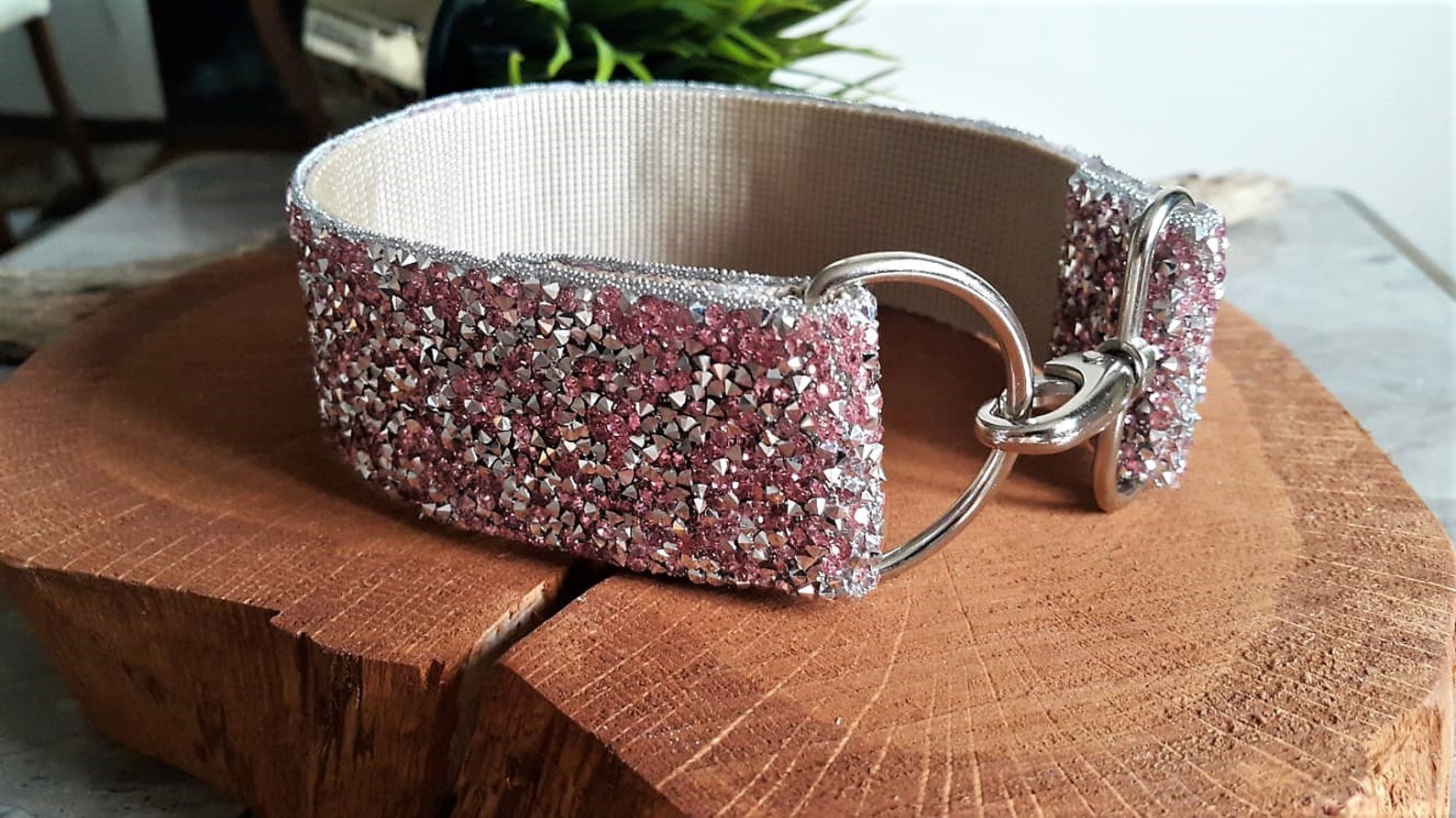 Large PINK Rhinestone Bling Dog Collar Dog Glam Collar Etsy