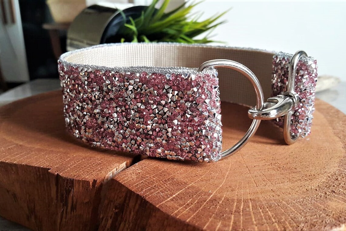 Large PINK Rhinestone Bling Dog Collar Dog Glam Collar Etsy