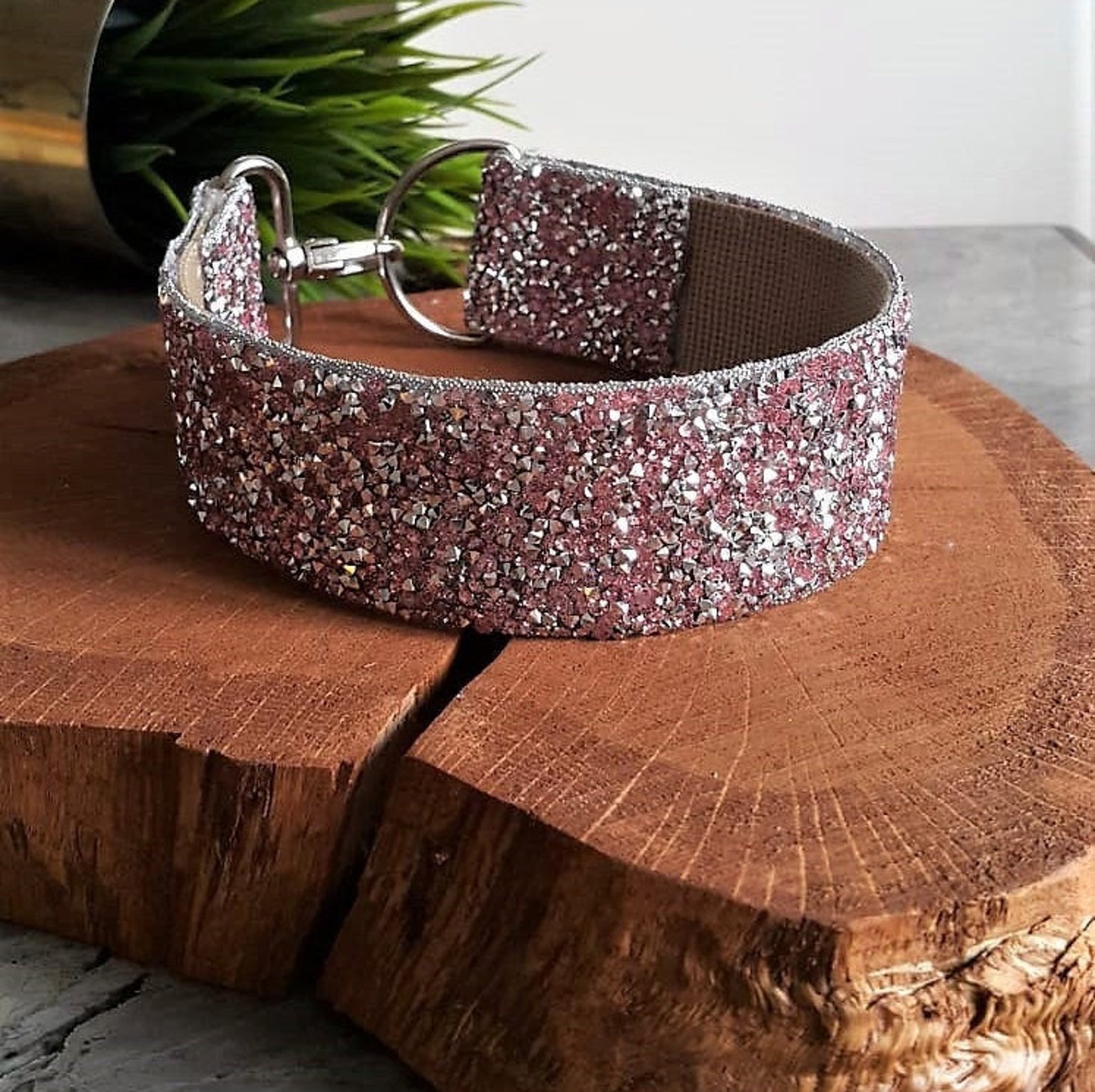 Large PINK Rhinestone Bling Dog Collar Dog Glam Collar Etsy