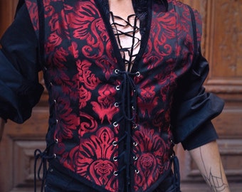 Victorian Vest - Tapestry -  Gothic Steampunk Vampire Man Corset Pirate