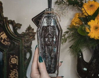 Coffin reed diffuser - home decor - halloween aroma - skull glass bottle vintage halloween decoration dark gifts