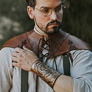 Leather Gorget Armor Steampunk neck laced inspired historical larp armor victorian