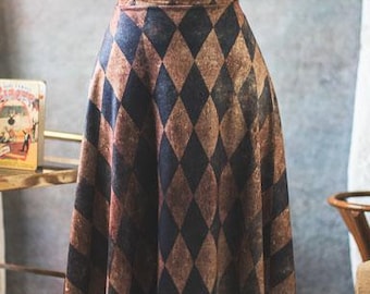 Harlequin Circus Skirt: Stretch Steampunk Clown Pattern