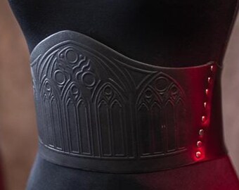 Leather Corset belt, Real Leather Corset in black, goth vampire bdsm inspired