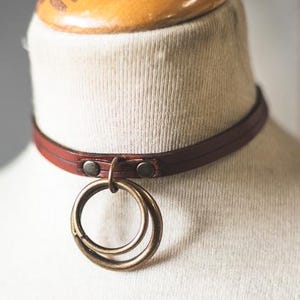 Brown Leather choker,  circus steampunk choker necklace rust vintage retro neck corset