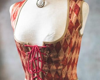 Harlequin Corset Bodice: Victorian Clowncore Circus Costume Vest