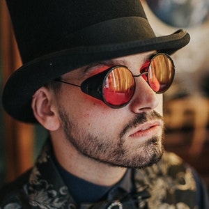 Gafas de sol Steampunk gafas cuero rojo y negro - Etsy España