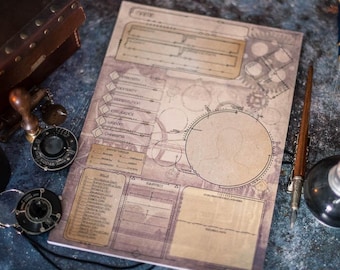 Character Sheet DnD Notepad - 50 pages - Steampunk Vibes