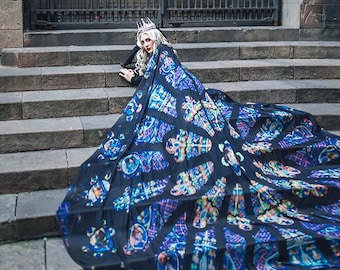 Stained Glass Chiffon Cloak: Gothic Cathedral Wedding Veil