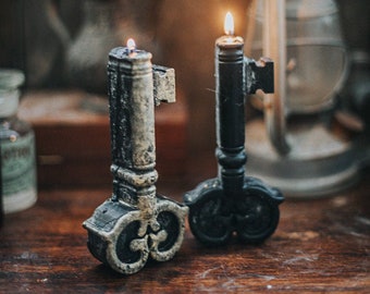 Candle big Key Victorian witch Gothic candle Black Halloween decoration Paraffin Candle witchcraft vintage halloween decoration