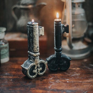 Candle big Key Victorian witch Gothic candle Black Halloween decoration Paraffin Candle witchcraft vintage halloween decoration