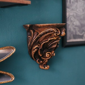 Medieval corbel for wall decoration Medium size Shelf Candle Holder wooden Steampunk Victorian Gold Resin